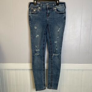 true religion Halle mid-rise super skinny distressed jeans